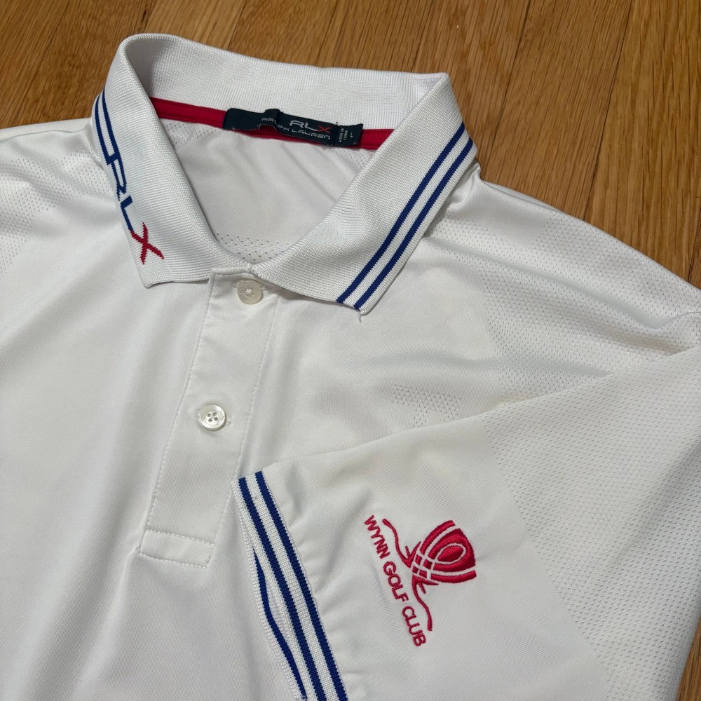 RLX Ralph Lauren Wynn Golf Club Polo Shirt Mens L White Performance Embroidered